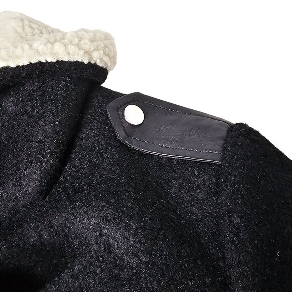Adam Levine Womens Black Sherpa Collar Lined Moto Jacket Wool Blend XS - Picture 3 of 10